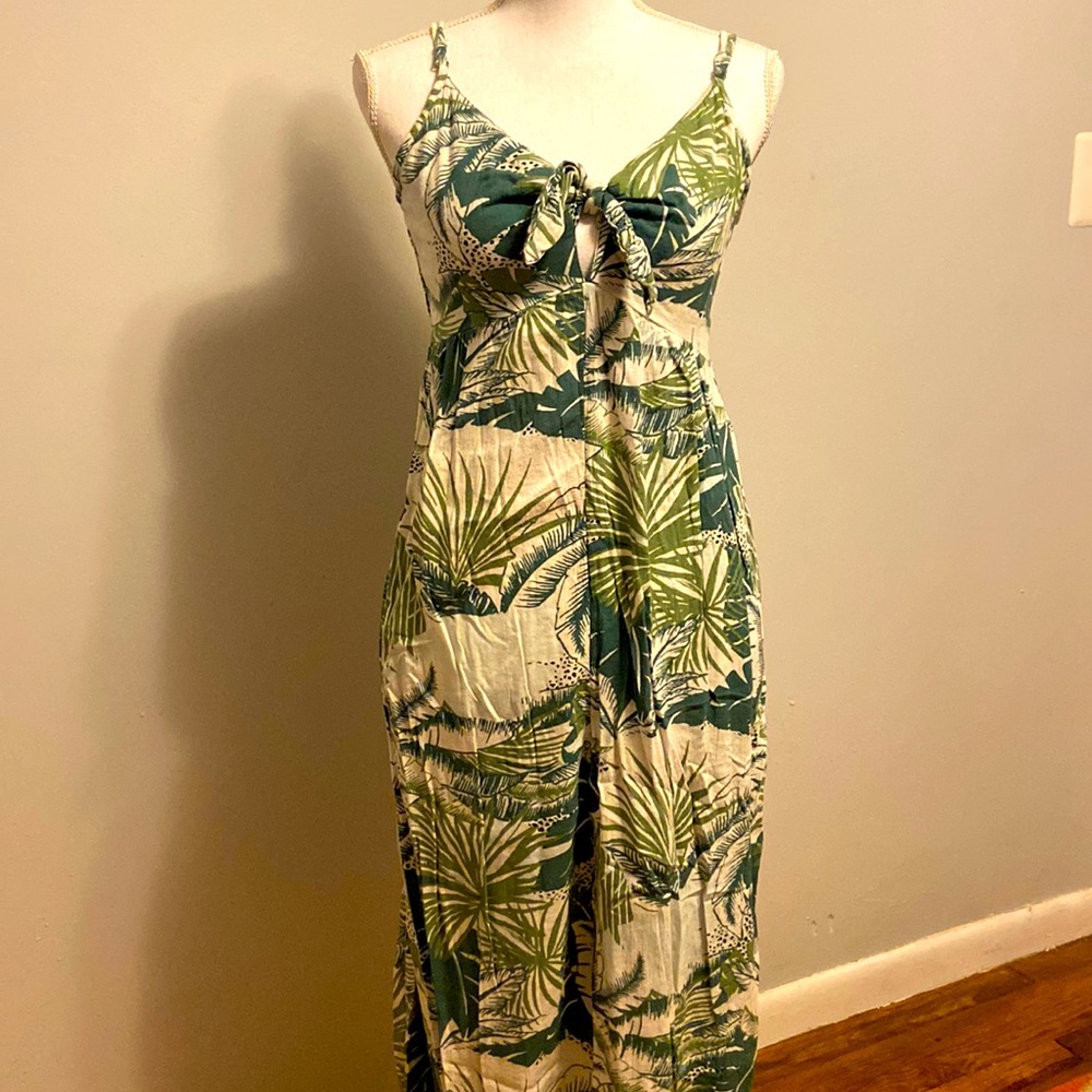 Tropical print jumpsuit with pockets